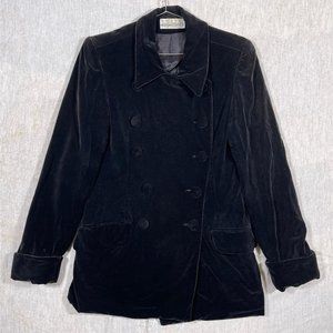 Vintage 70s 80s Necessary Objects Black Velvet Double Breasted Coat